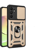 Mey İthalat® Samsung Galaxy M15 Kılıf Pars Lens Yüzüklü Silikon - Gold