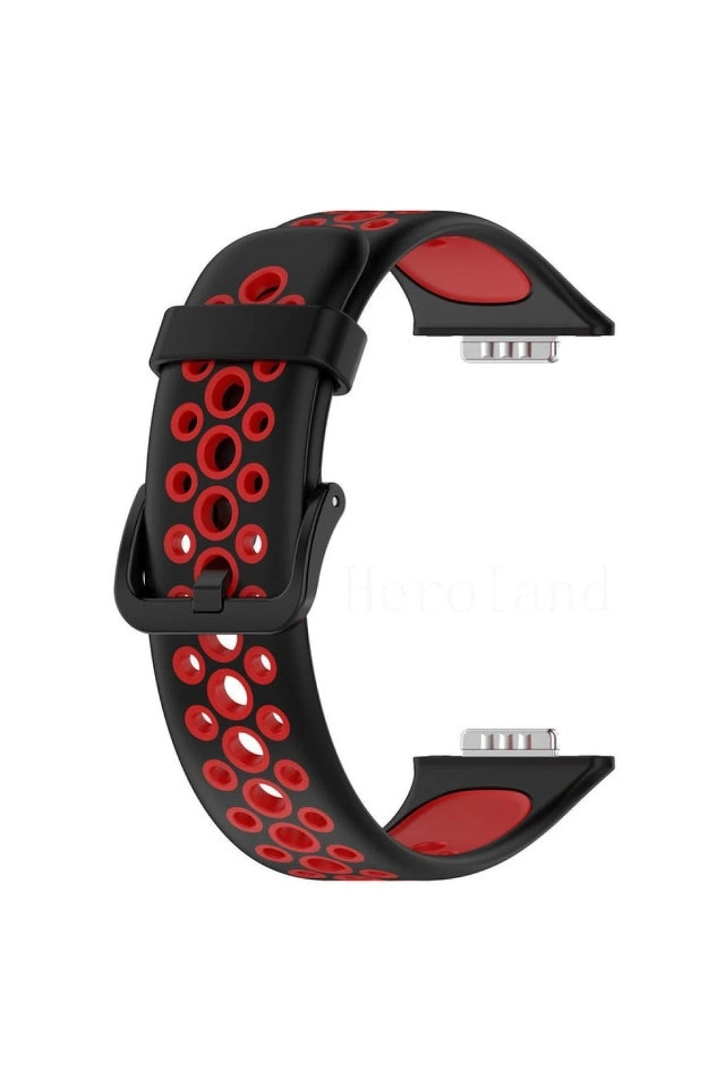 Mey İthalat® Huawei Watch Fit 2 Spor Delikli Kordon - Siyah-Kırmızı
