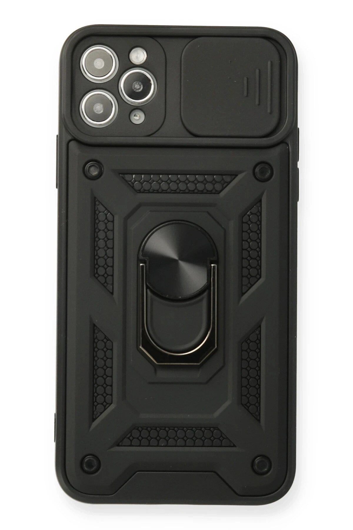 Mey İthalat® iPhone 11 Pro Kılıf Pars Lens Yüzüklü Silikon - Siyah