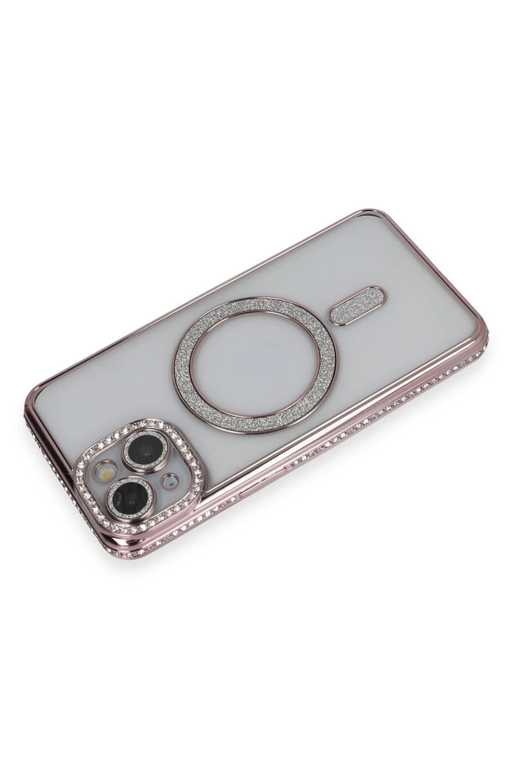 Mey İthalat® iPhone 14 Kılıf Joke Simli Magneticsafe Kılıf - Pembe