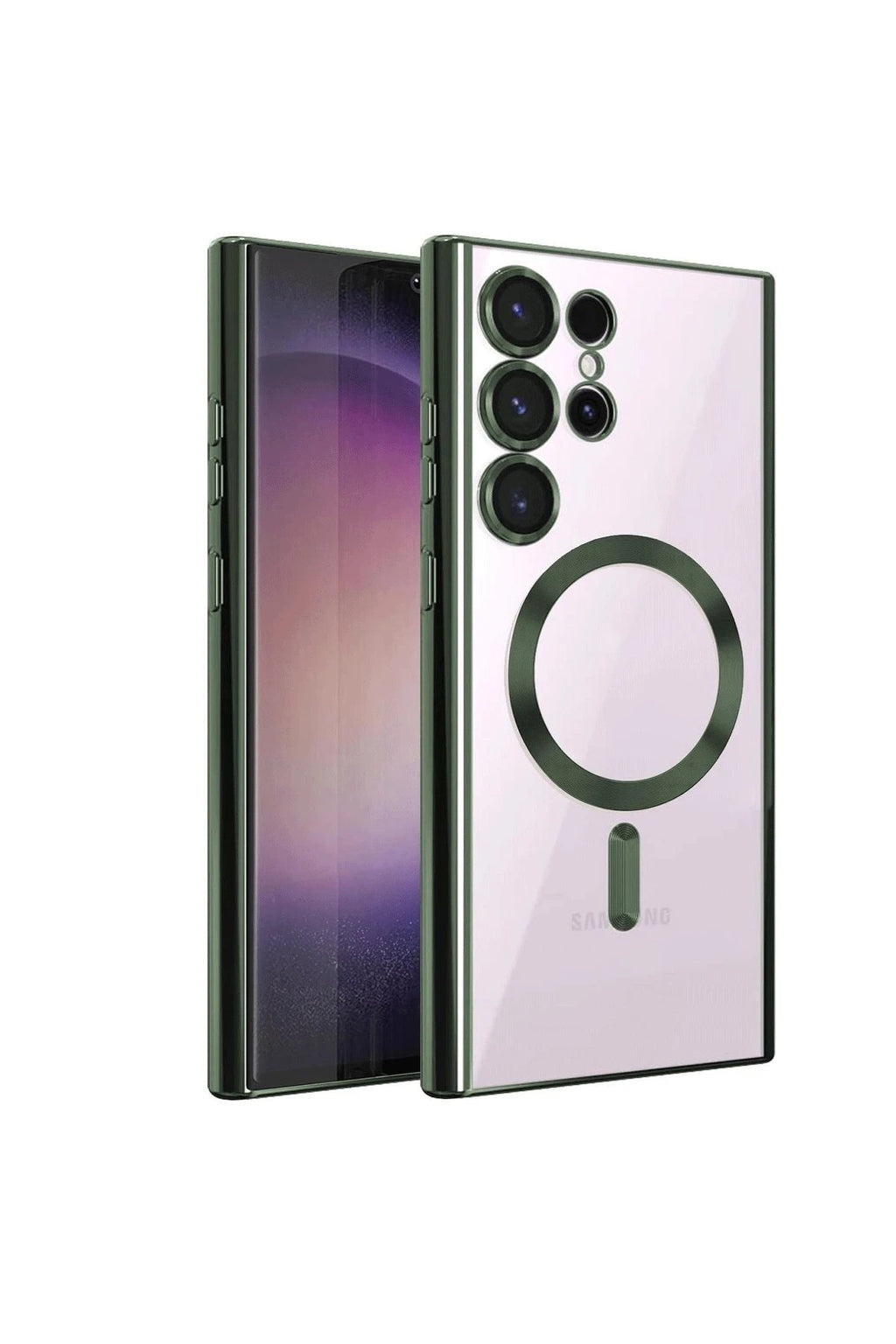 Mey İthalat® Samsung Galaxy S22 Ultra Kılıf Kross Magneticsafe Kapak - Koyu Yeşil