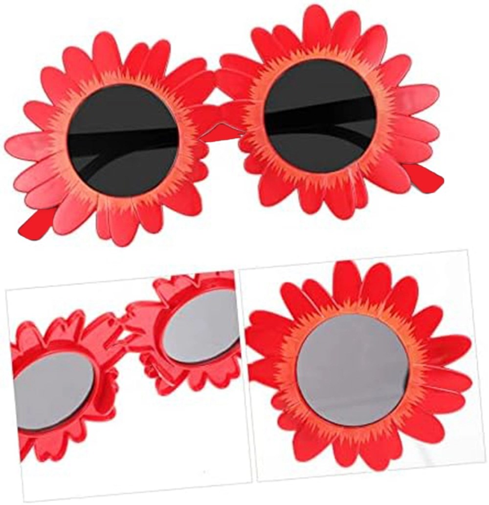 Mey İthalat® Kırmızı Renk Papatya Şekilli Parti Gözlüğü 18x10 cm