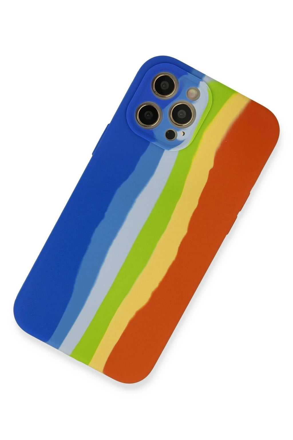 Mey İthalat® iPhone 12 Pro Kılıf Ebruli Lansman Silikon - Mavi-Turuncu