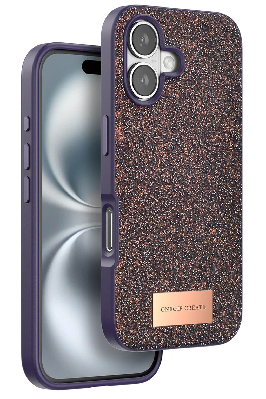 Mey İthalat® iPhone 16 Bright Simli Kapak - Derin Mor