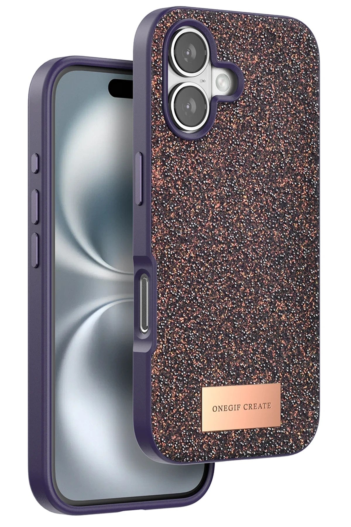 Mey İthalat® iPhone 16 Bright Simli Kapak - Derin Mor