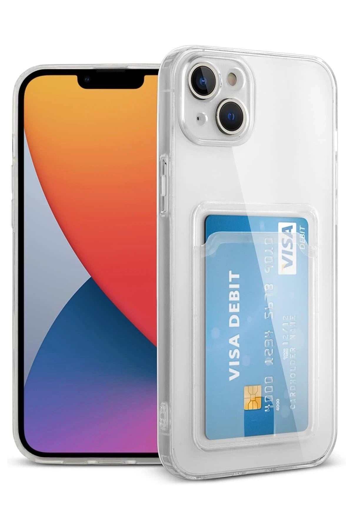 Mey İthalat® iPhone 14 Kılıf Kart Şeffaf Silikon - Şeffaf