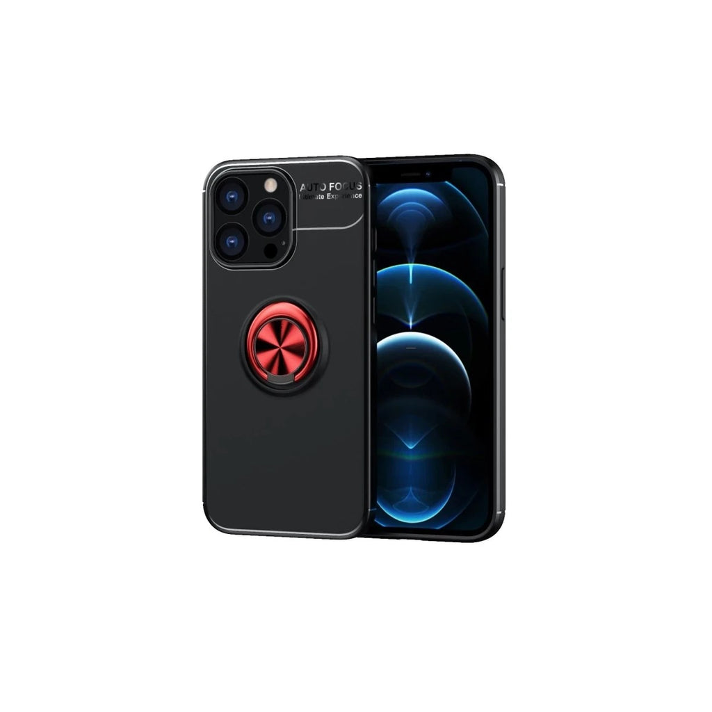 Mey İthalat® iPhone 13 Pro Max Kılıf Range Yüzüklü Silikon - Siyah-Kırmızı