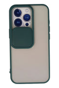 Mey İthalat® iPhone 13 Pro Kılıf Palm Buzlu Kamera Sürgülü Silikon - Yeşil