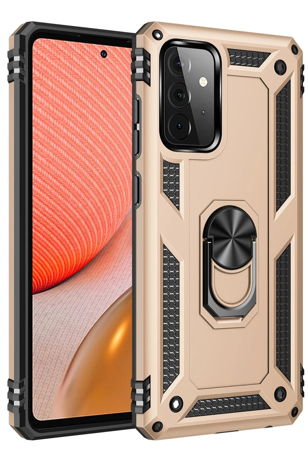 Mey İthalat® Samsung Galaxy A72 Kılıf Sofya Yüzüklü Silikon Kapak - Gold