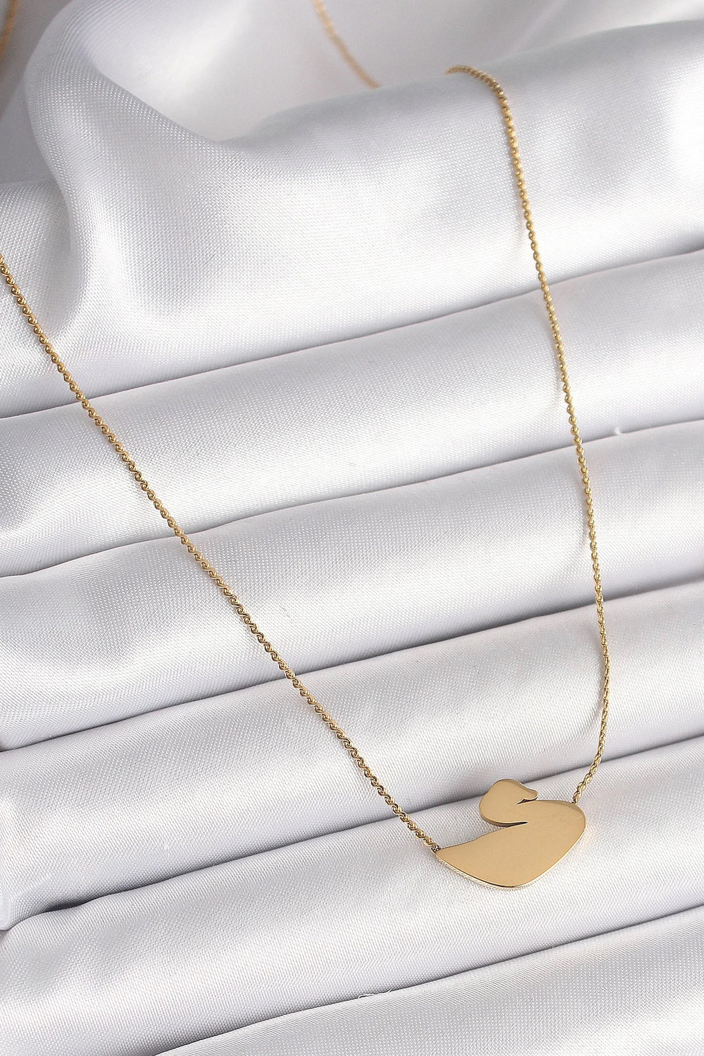 Mey İthalat® 316L Çelik Gold Renk Zincir Kuğu Model Kadın Kolye