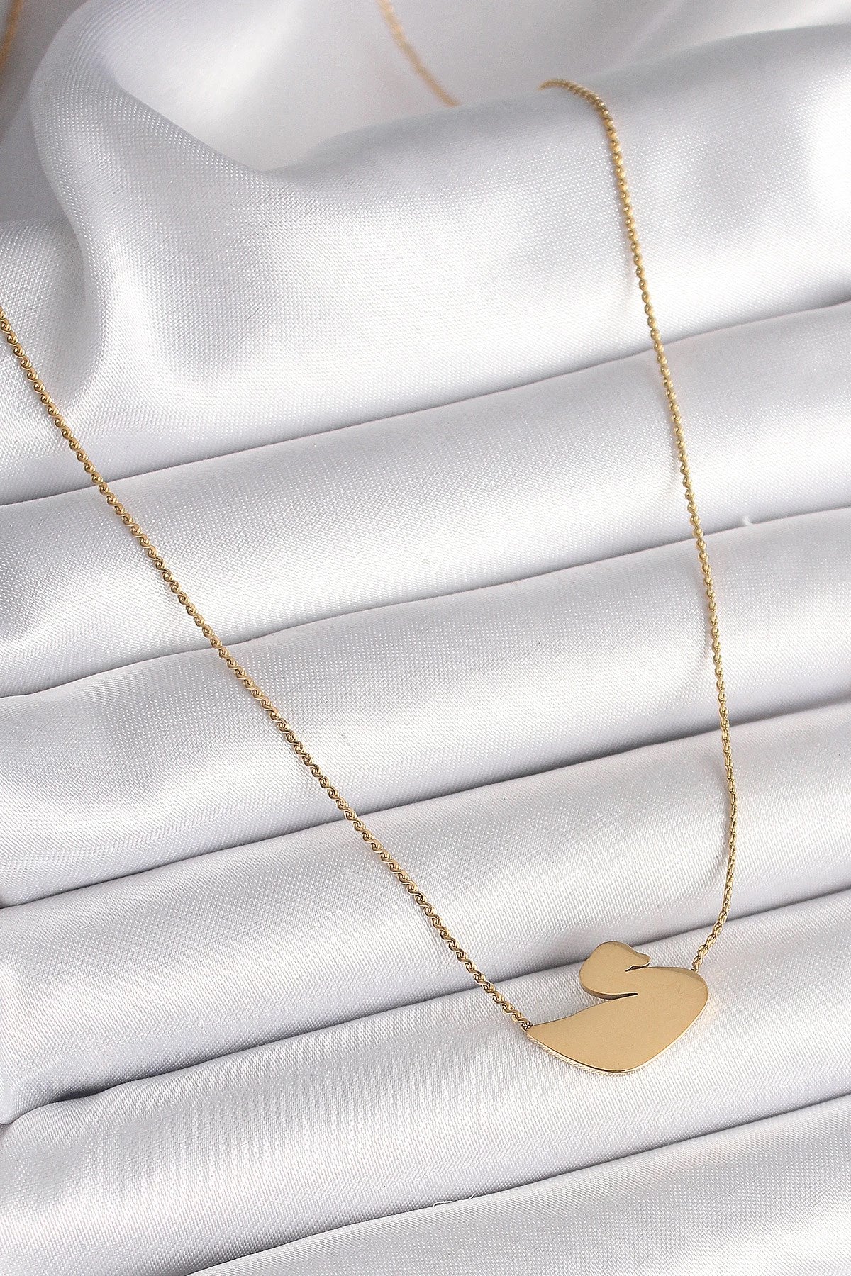 Mey İthalat® 316L Çelik Gold Renk Zincir Kuğu Model Kadın Kolye
