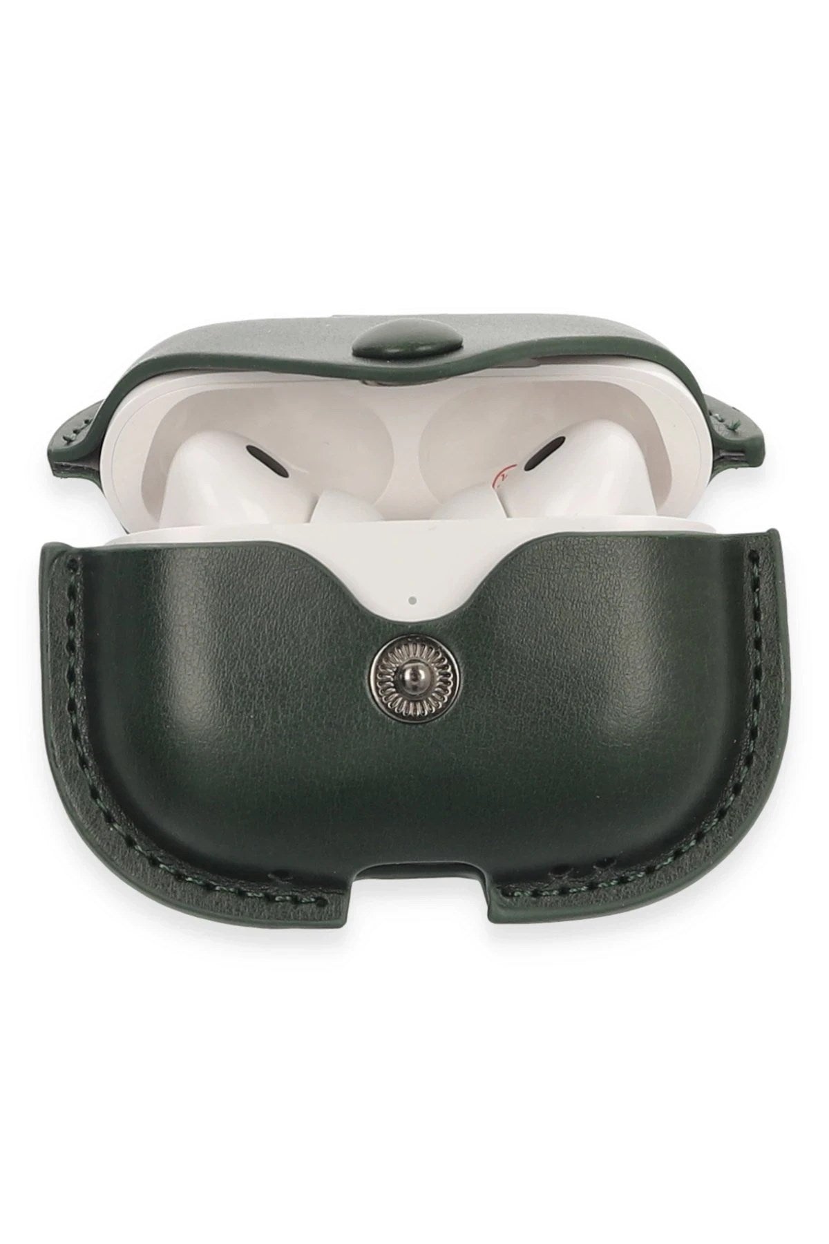 Mey İthalat® Airpods Pro 2 (2.nesil) Çanta Deri Kılıf - Haki Yeşil