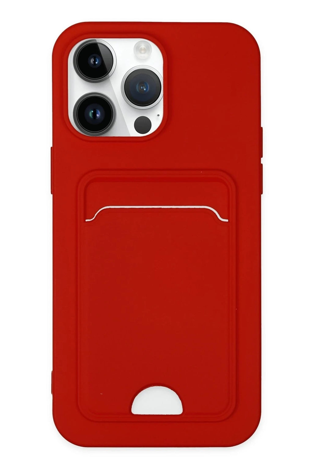 Mey İthalat® iPhone 14 Pro Kılıf Kelvin Kartvizitli Silikon - Kırmızı
