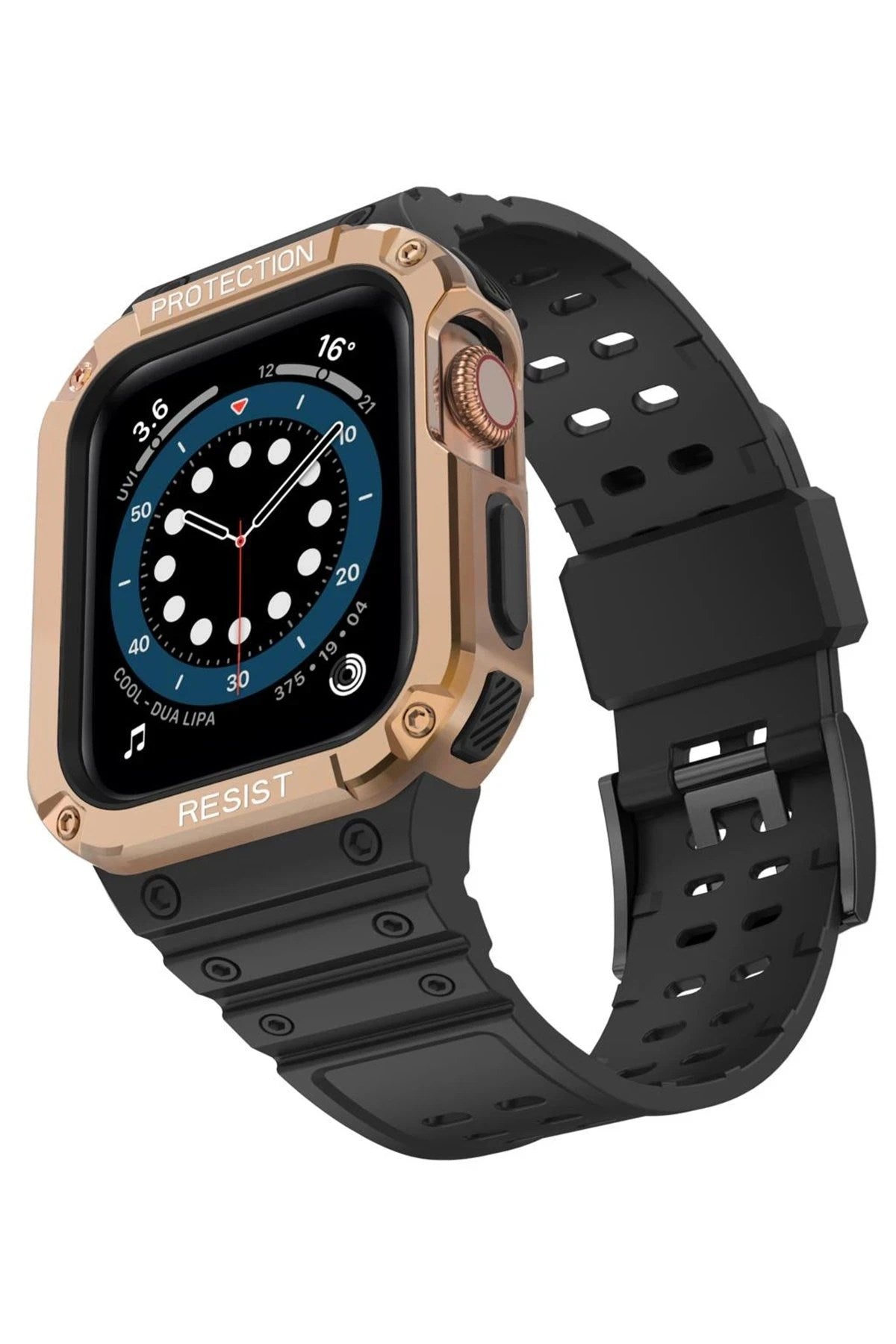 Mey İthalat® Watch 42mm KR401 Silikon Kordon - Siyah-Rose