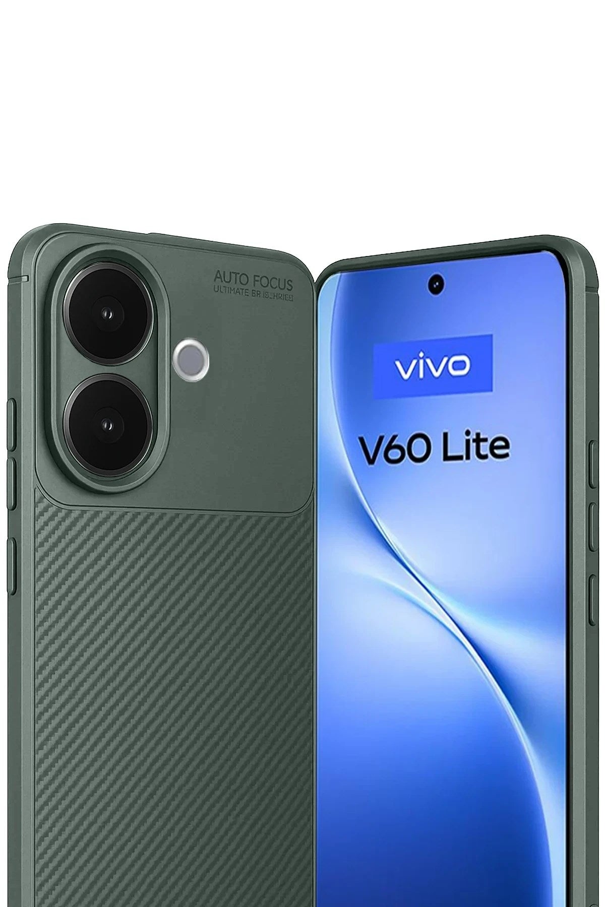 Mey İthalat® Vivo V60 Lite Auto Focus Karbon Kapak - Koyu Yeşil