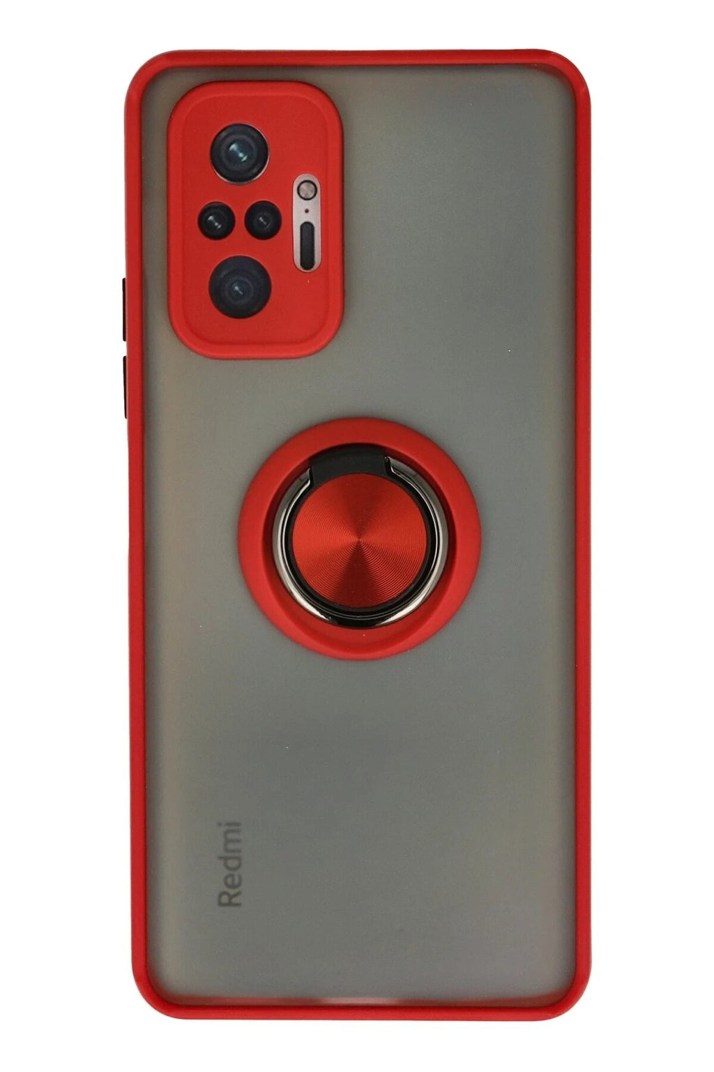 Mey İthalat® Redmi Note 10 Pro Kılıf Montreal Yüzüklü Silikon Kapak - Kırmızı