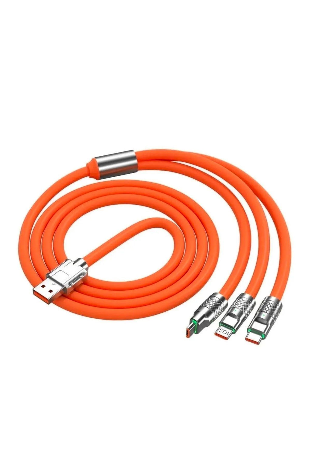 3 in 1 Type-C + Micro Usb + Lightning Hızlı Şarj Kablosu Silikon Kablo 1 Metre Opp Ambalaj