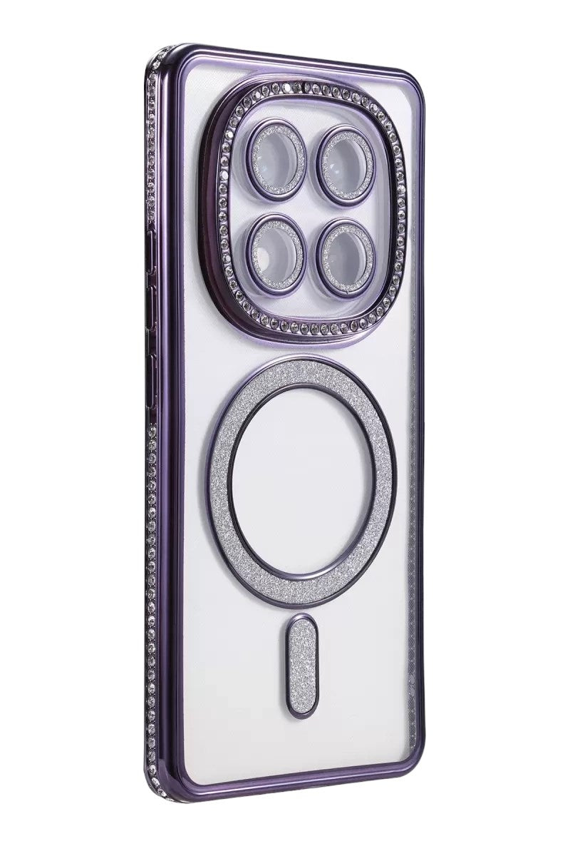 Mey İthalat® Redmi Note 15 4G Joke Simli Magneticsafe Kılıf - Derin Mor