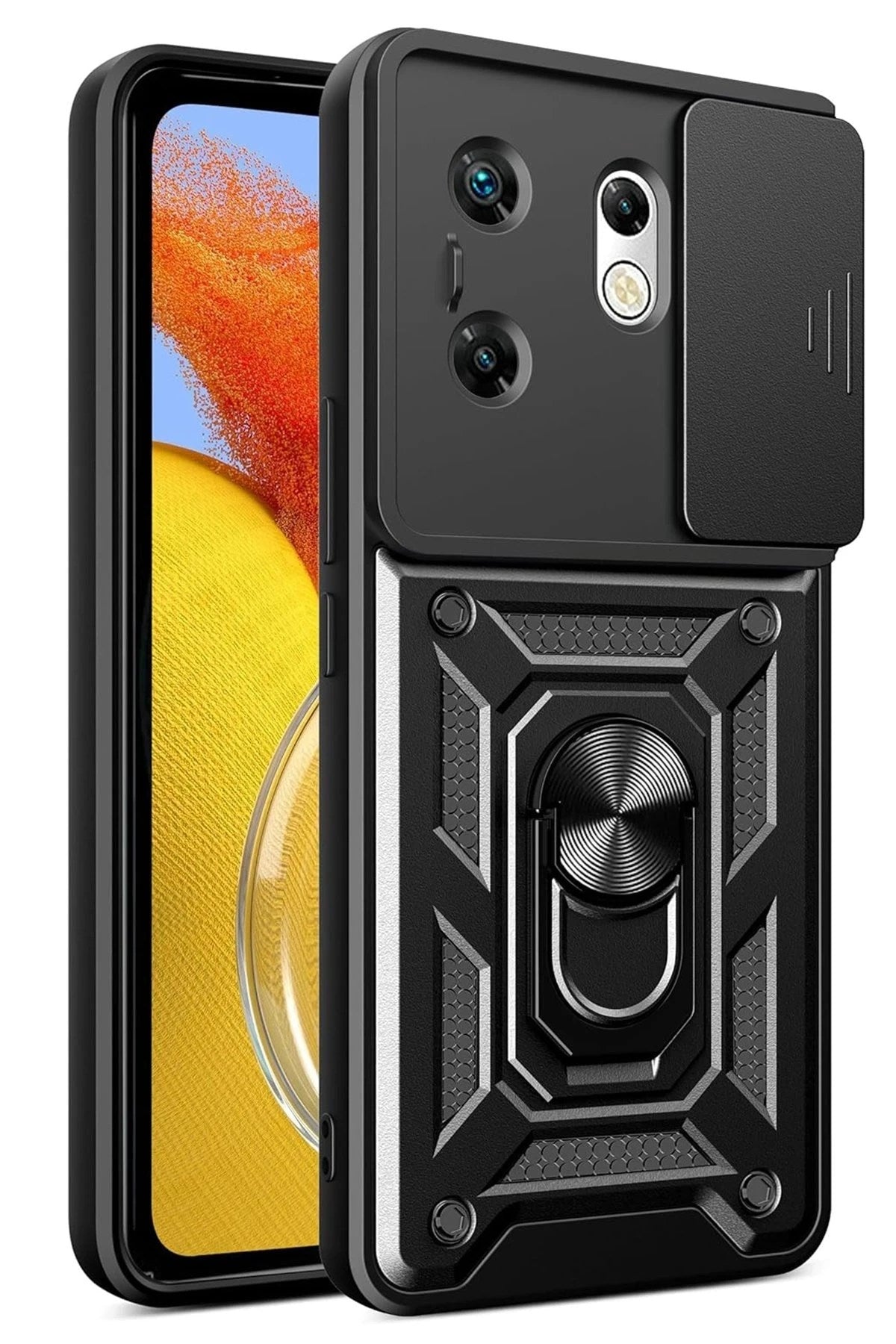 Mey İthalat® İnfinix Zero 30 4G Kılıf Pars Lens Yüzüklü Silikon - Siyah