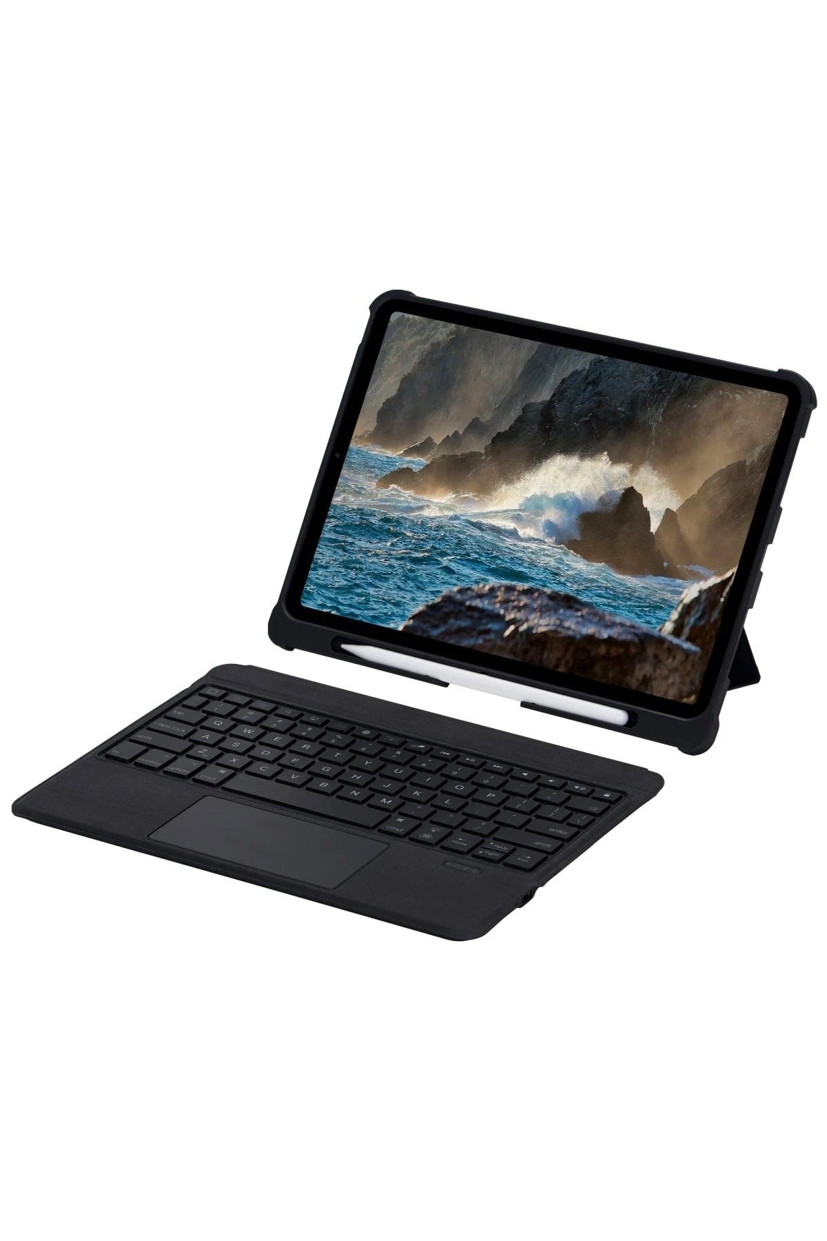 Mey İthalat® T5209D iPad Pro 12.9 (2021) Kılıf İnter Ledli Klavyeli Tablet Kılıfı - Siyah