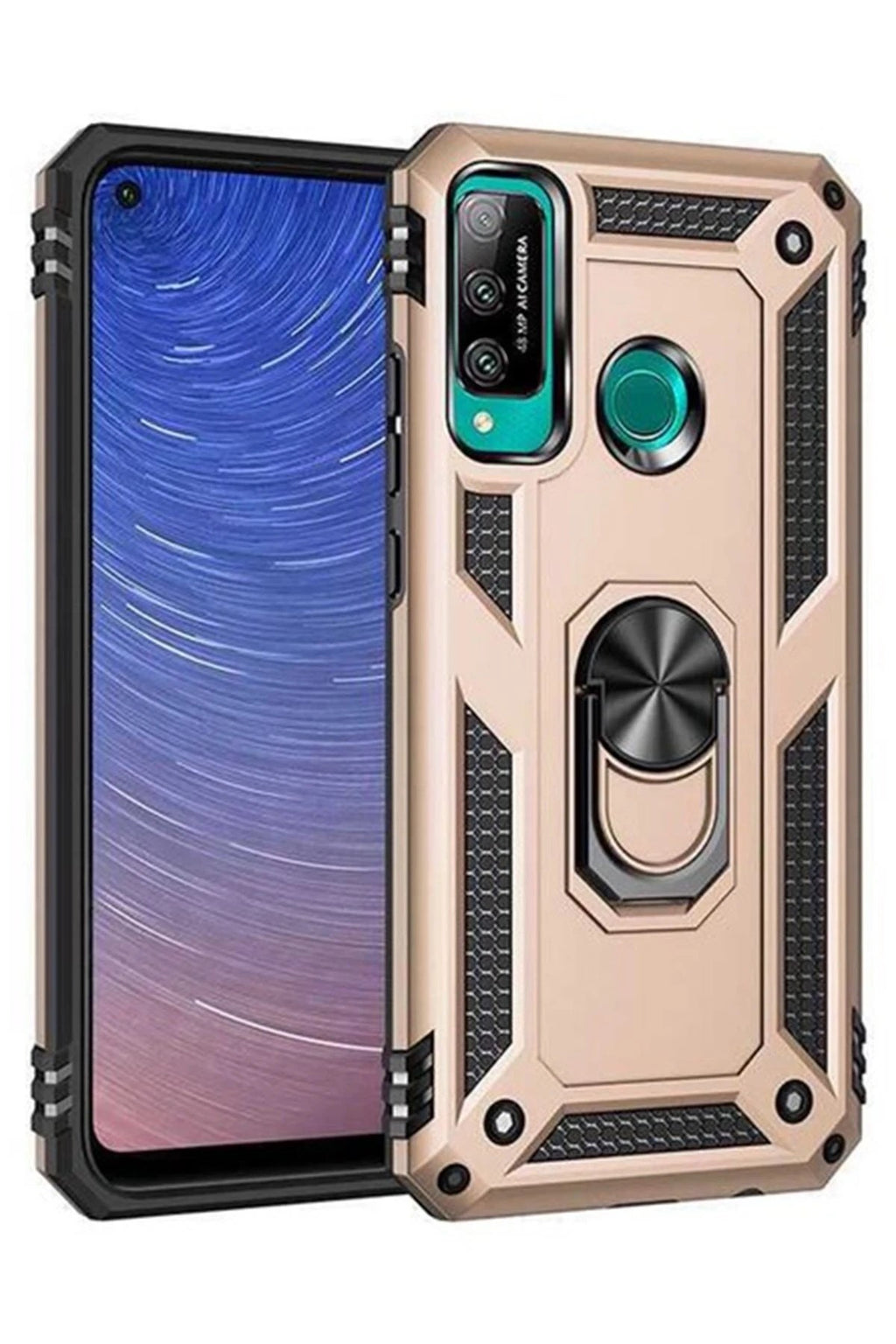 Mey İthalat® Huawei P40 Lite E Kılıf Sofya Yüzüklü Silikon Kapak - Gold