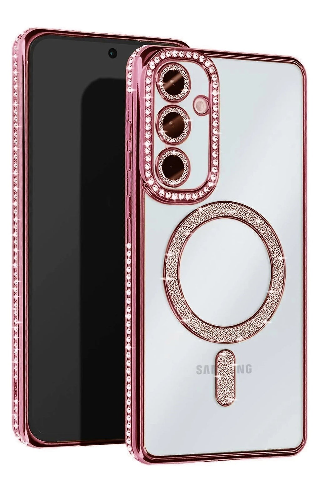 Mey İthalat® Samsung Galaxy A15 4G Joke Simli Magneticsafe Kılıf - Pembe