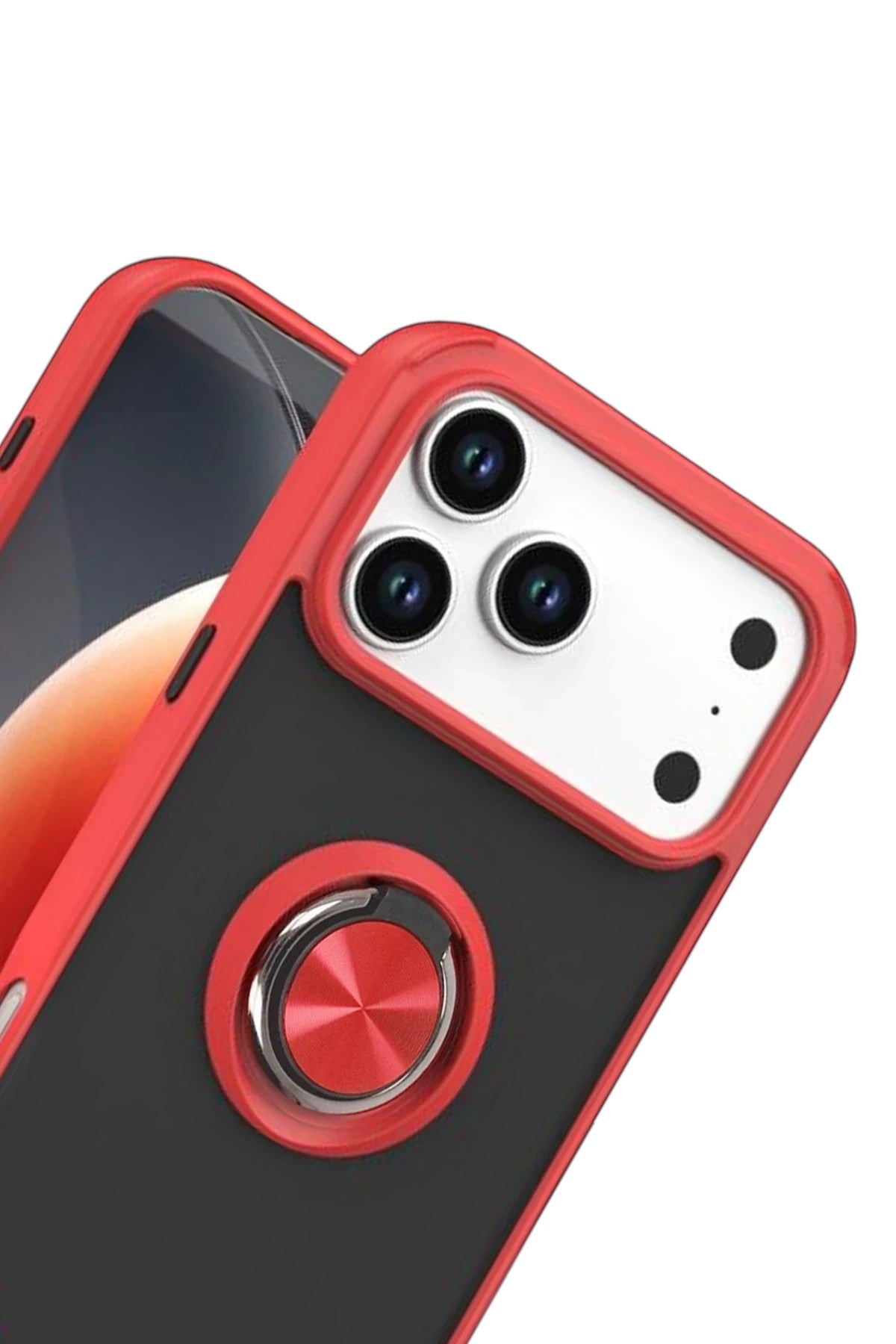 Mey İthalat® iPhone 17 Pro Max Montreal Yüzüklü Silikon Kapak - Kırmızı