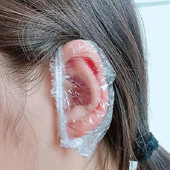 100 Adet Su Geçirmez Kulak Koruyucu - Duş ve Boya İçin Şeffaf Kulak Bone Seti