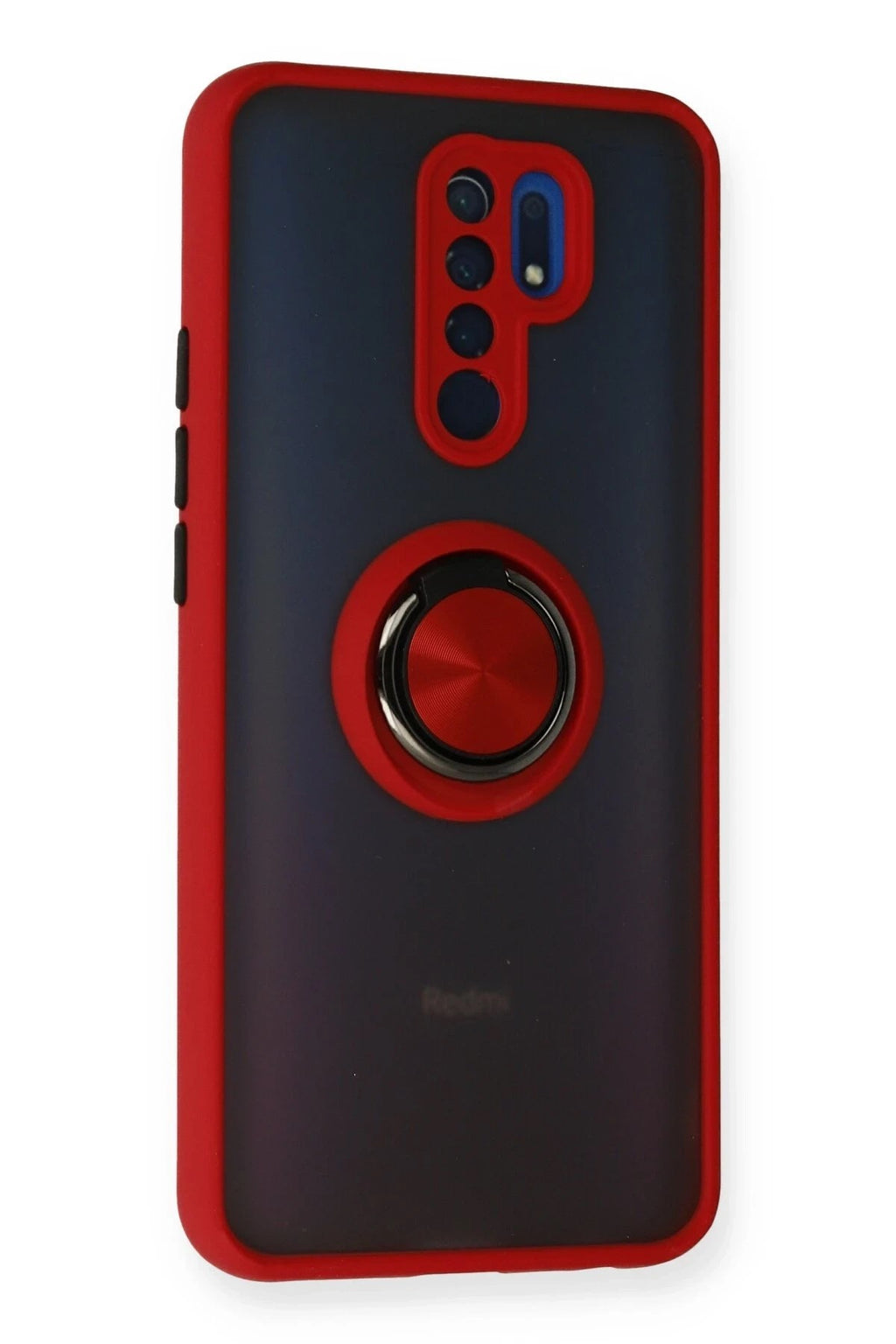 Mey İthalat® Redmi 9 Kılıf Montreal Yüzüklü Silikon Kapak - Kırmızı