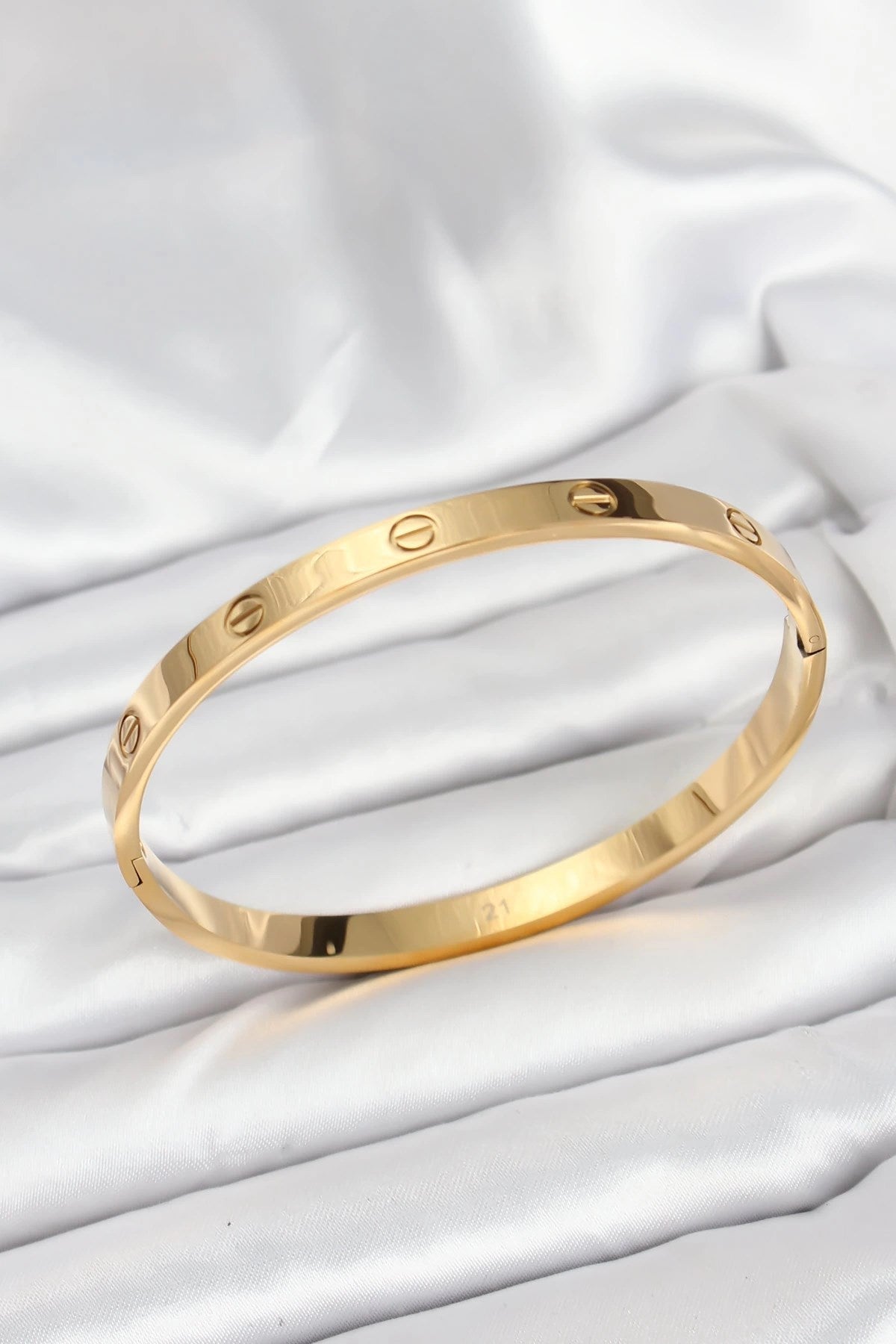 Mey İthalat® 316L Çelik Gold Renk 65 mm Kadın Kelepçe Bileklik