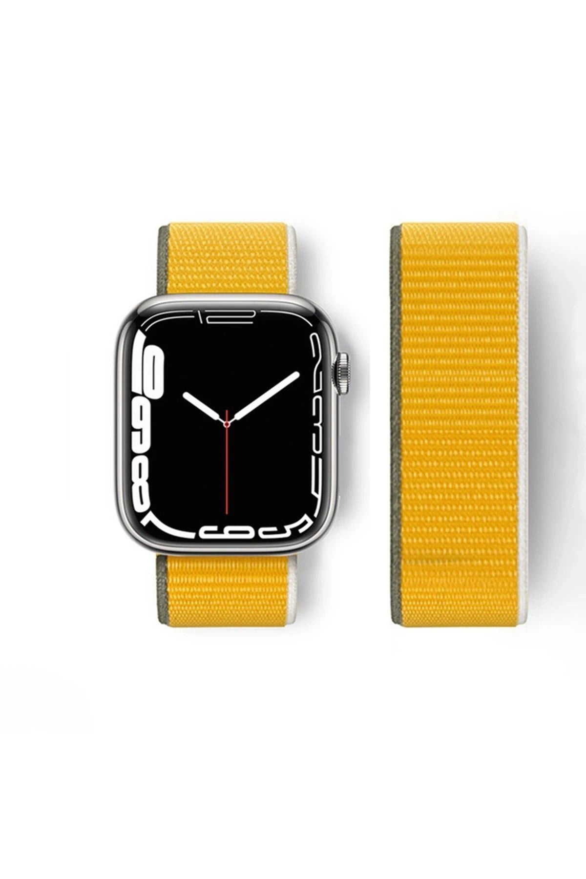 Mey İthalat® Watch 42mm Hasırlı Cırtcırtlı Kordon - Sarı