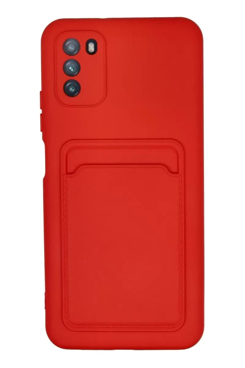 Mey İthalat® Pocophone M3 Kılıf Kelvin Kartvizitli Silikon - Kırmızı
