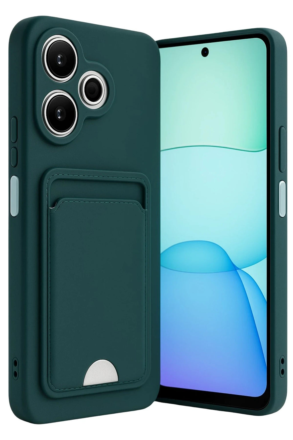 Mey İthalat® Redmi 13 4G Kılıf Kelvin Kartvizitli Silikon - Koyu Yeşil