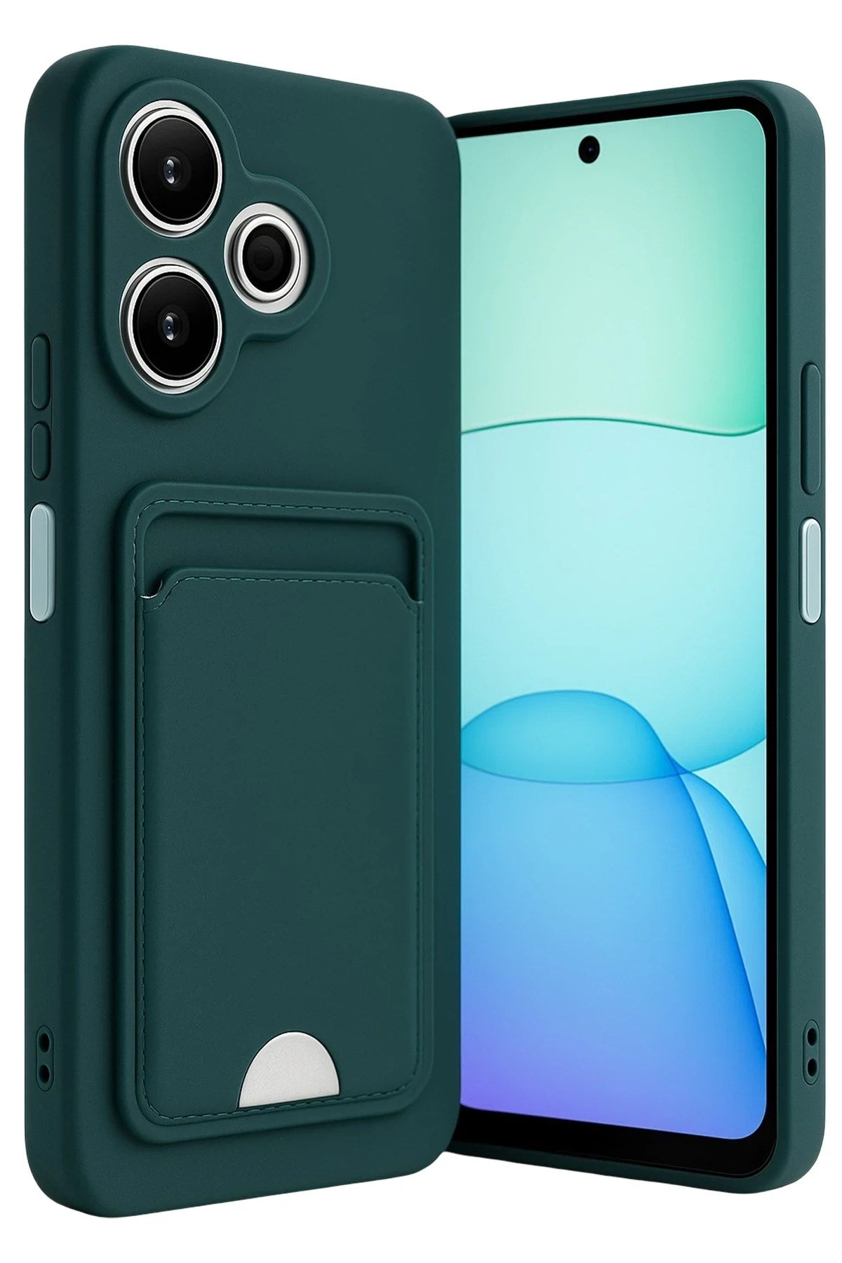 Mey İthalat® Redmi 13 4G Kılıf Kelvin Kartvizitli Silikon - Koyu Yeşil