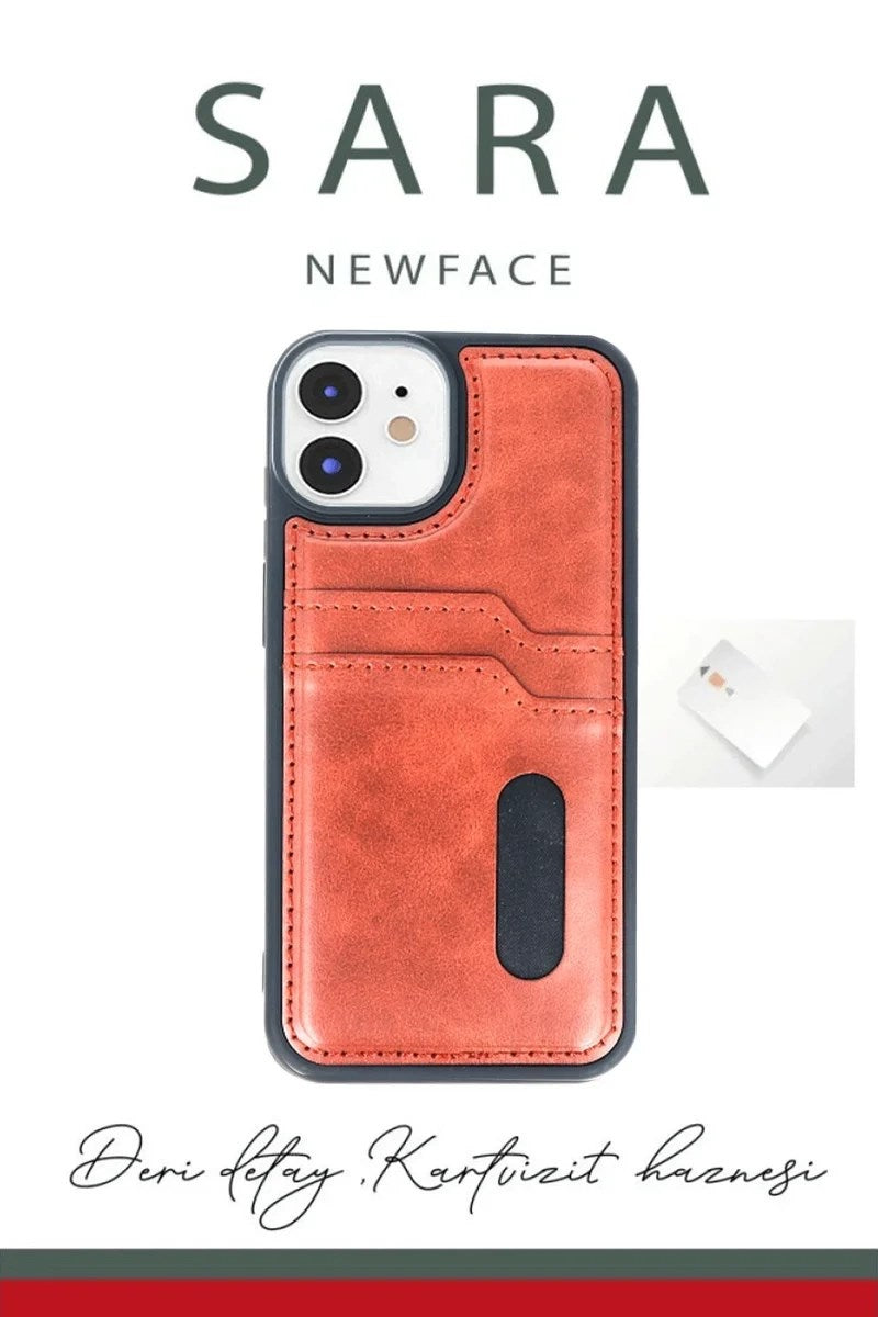 Mey İthalat® iPhone 11 Kılıf Sara Kartvizitli Deri Kılıf - Siyah
