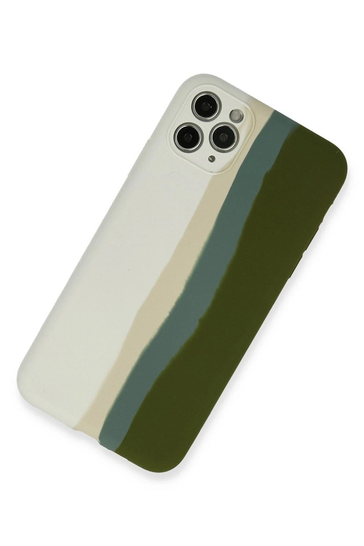Mey İthalat® iPhone 11 Pro Kılıf Ebruli Lansman Silikon - Beyaz-Yeşil
