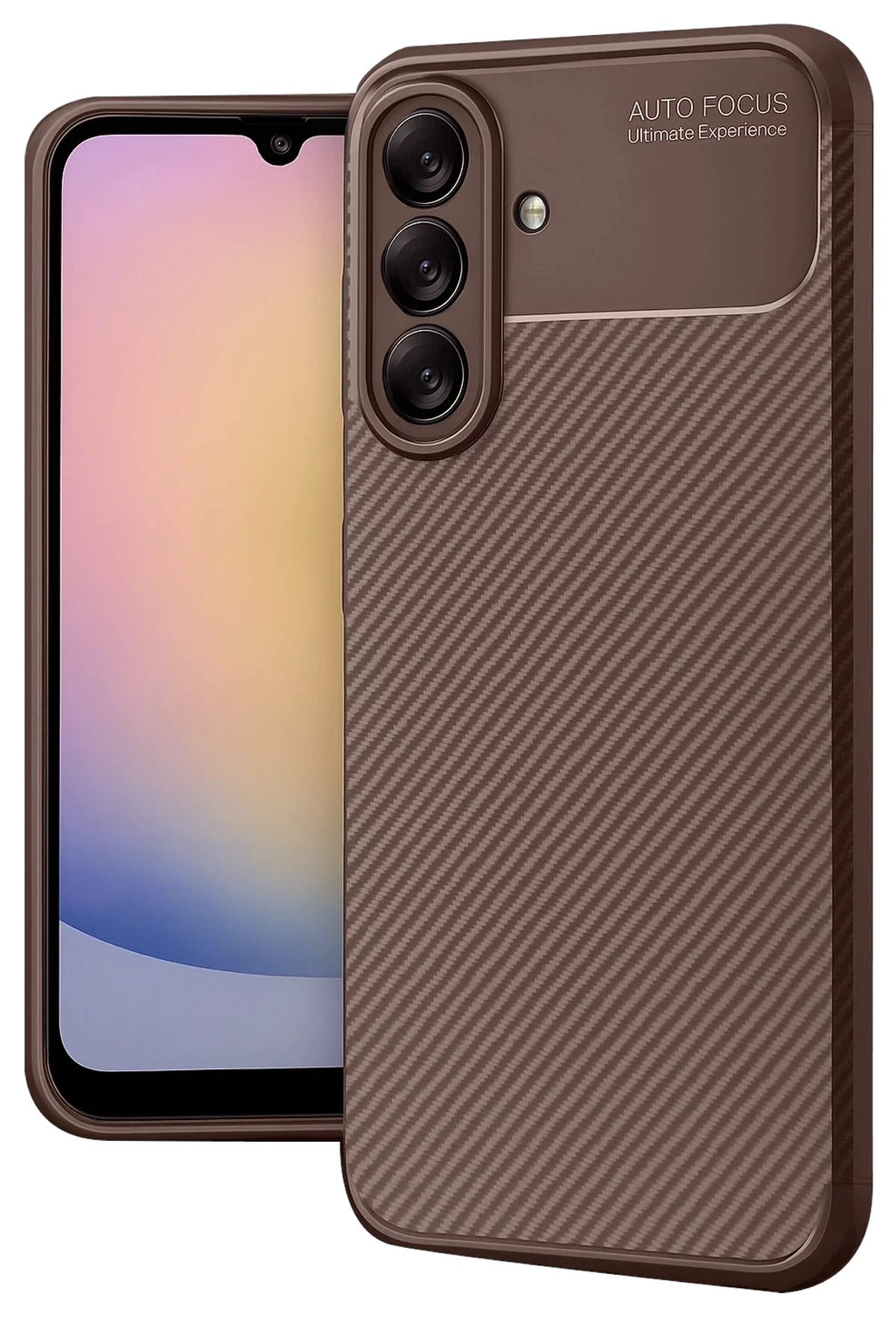Mey İthalat® Samsung Galaxy A56 Kılıf Auto Focus Karbon Kapak - Kahverengi