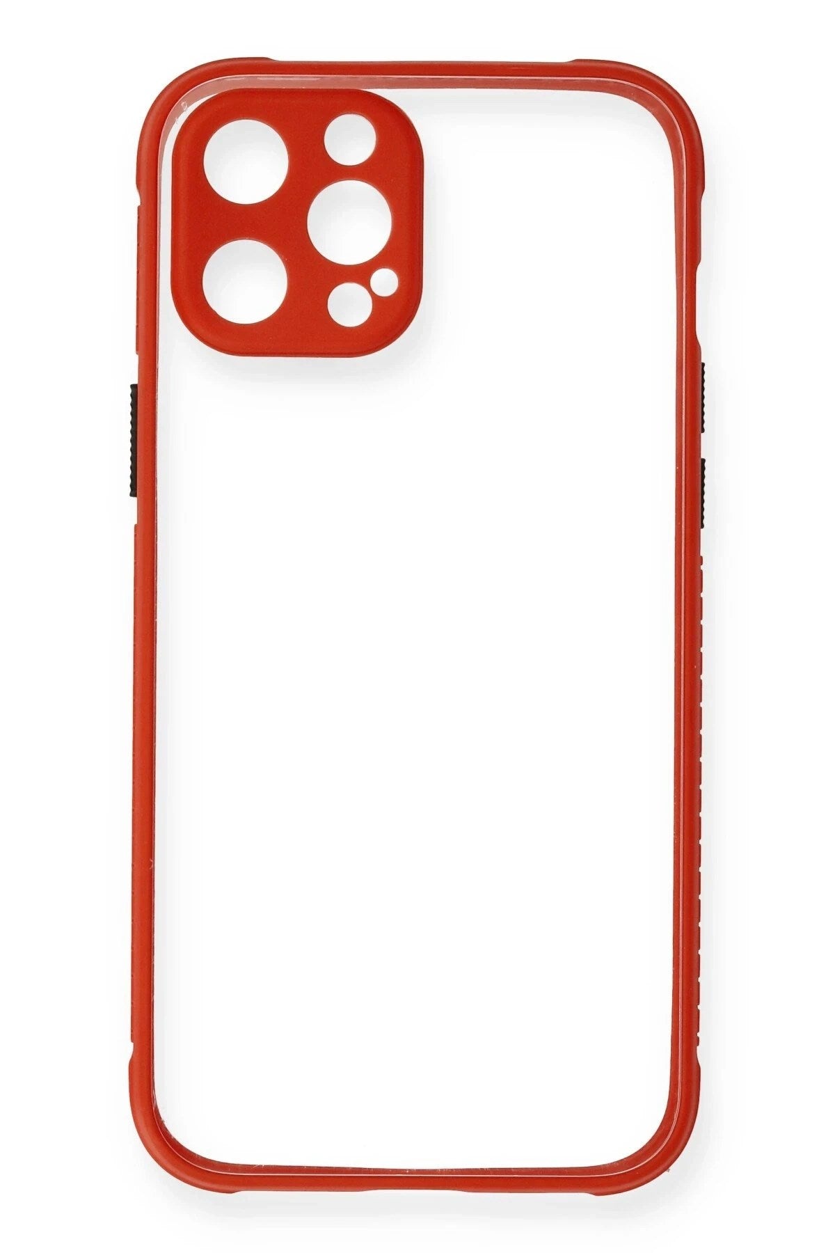 Mey İthalat® iPhone 12 Pro Kılıf Miami Şeffaf Silikon - Kırmızı