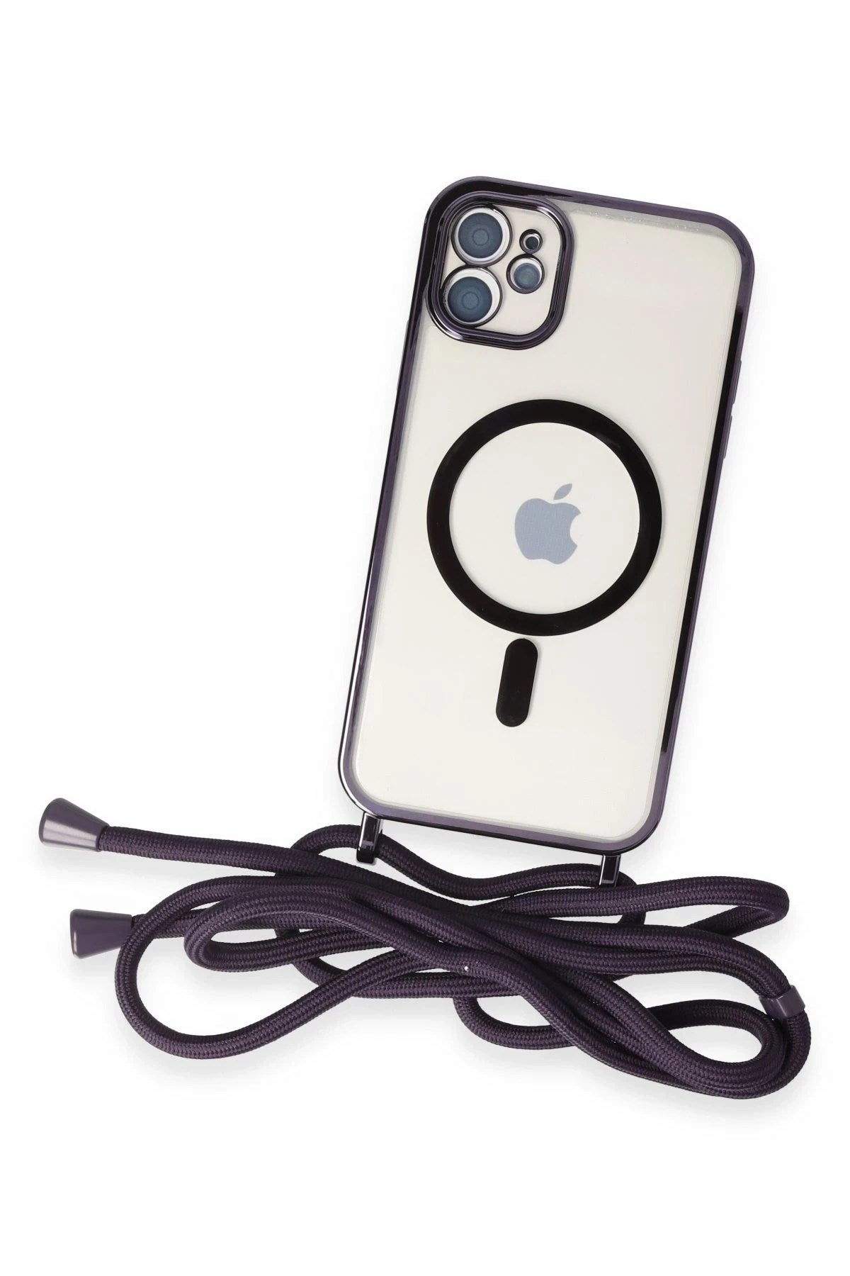 Mey İthalat® iPhone 11 Kılıf Divo Lazer Askılı Magsafe Kapak - Derin Mor