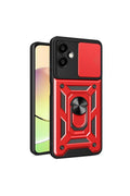 Mey İthalat® Samsung Galaxy A06 Kılıf Pars Lens Yüzüklü Silikon - Kırmızı