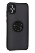 Mey İthalat® Samsung Galaxy A05 Kılıf Montreal Yüzüklü Silikon Kapak - Siyah