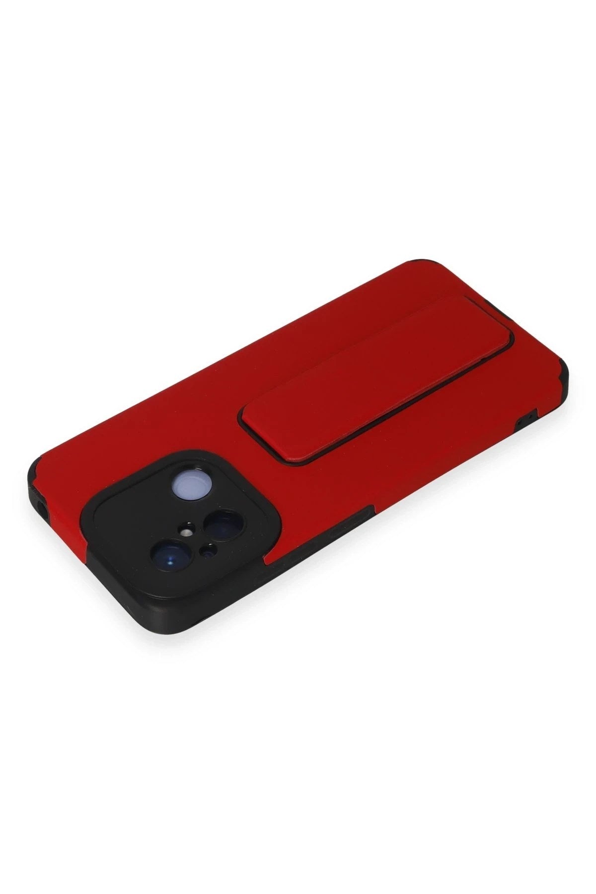 Mey İthalat® Redmi 12C Kılıf Mega Standlı Silikon - Kırmızı