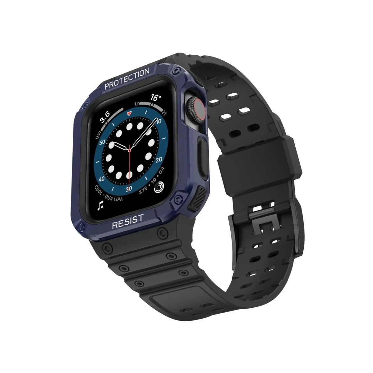 Mey İthalat® Watch 42mm KR401 Silikon Kordon - Siyah-Mavi