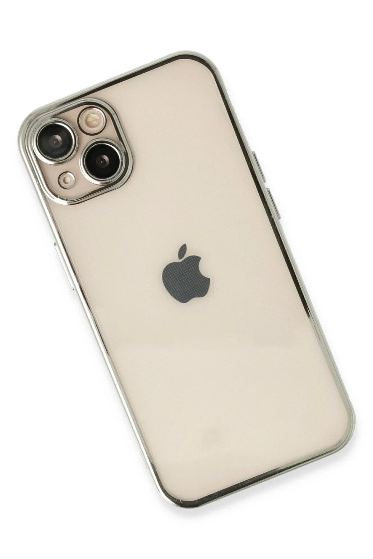 Mey İthalat® iPhone 14 Plus Kılıf Lensli Silikon - Gümüş
