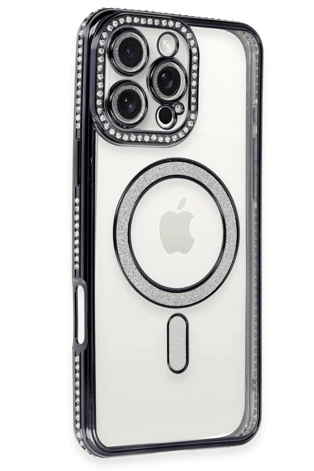 Mey İthalat® iPhone 16 Pro Kılıf Joke Simli Magneticsafe Kılıf - Siyah