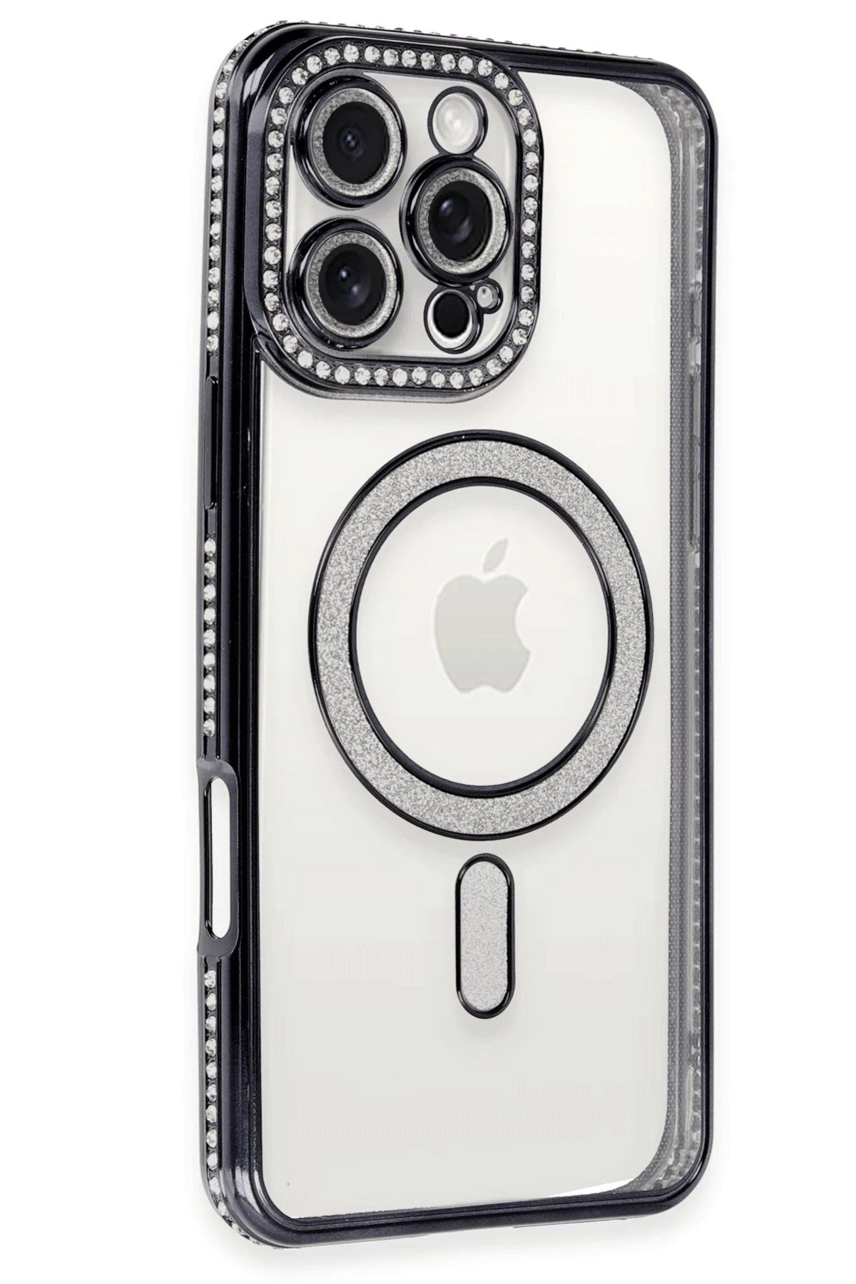 Mey İthalat® iPhone 16 Pro Kılıf Joke Simli Magneticsafe Kılıf - Siyah
