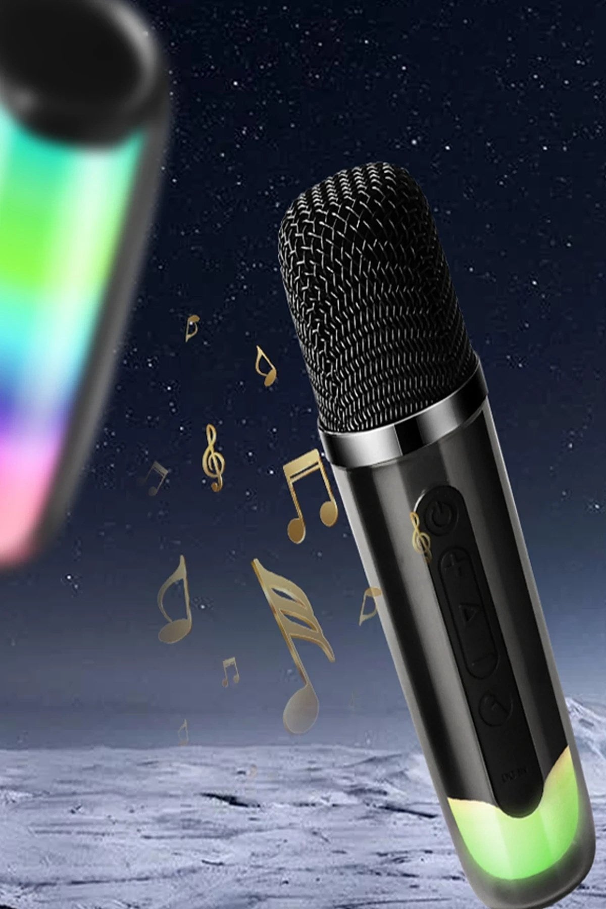 Mey İthalat® Pluse 7 Mikrofonlu RGB Kablosuz Hoparlör - Beyaz