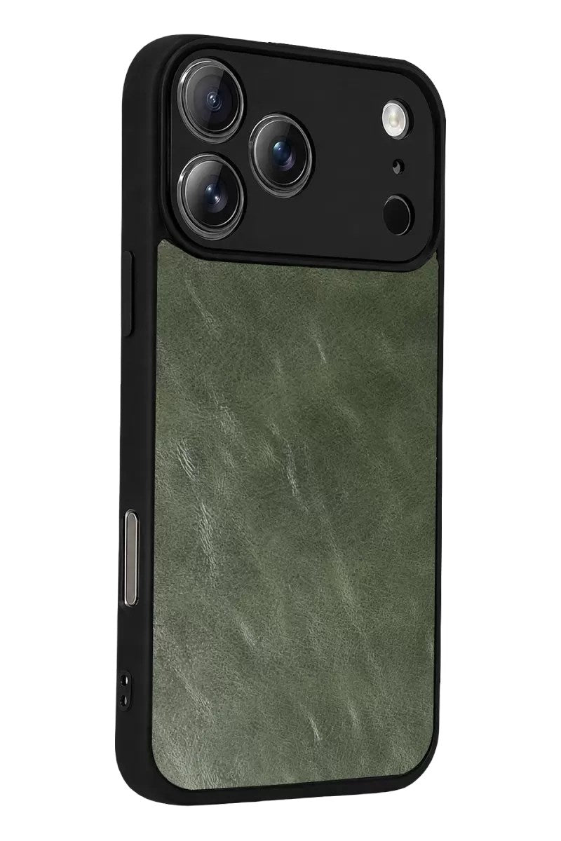 Mey İthalat® iPhone 17 Pro Aras Deri Kapak - Yeşil