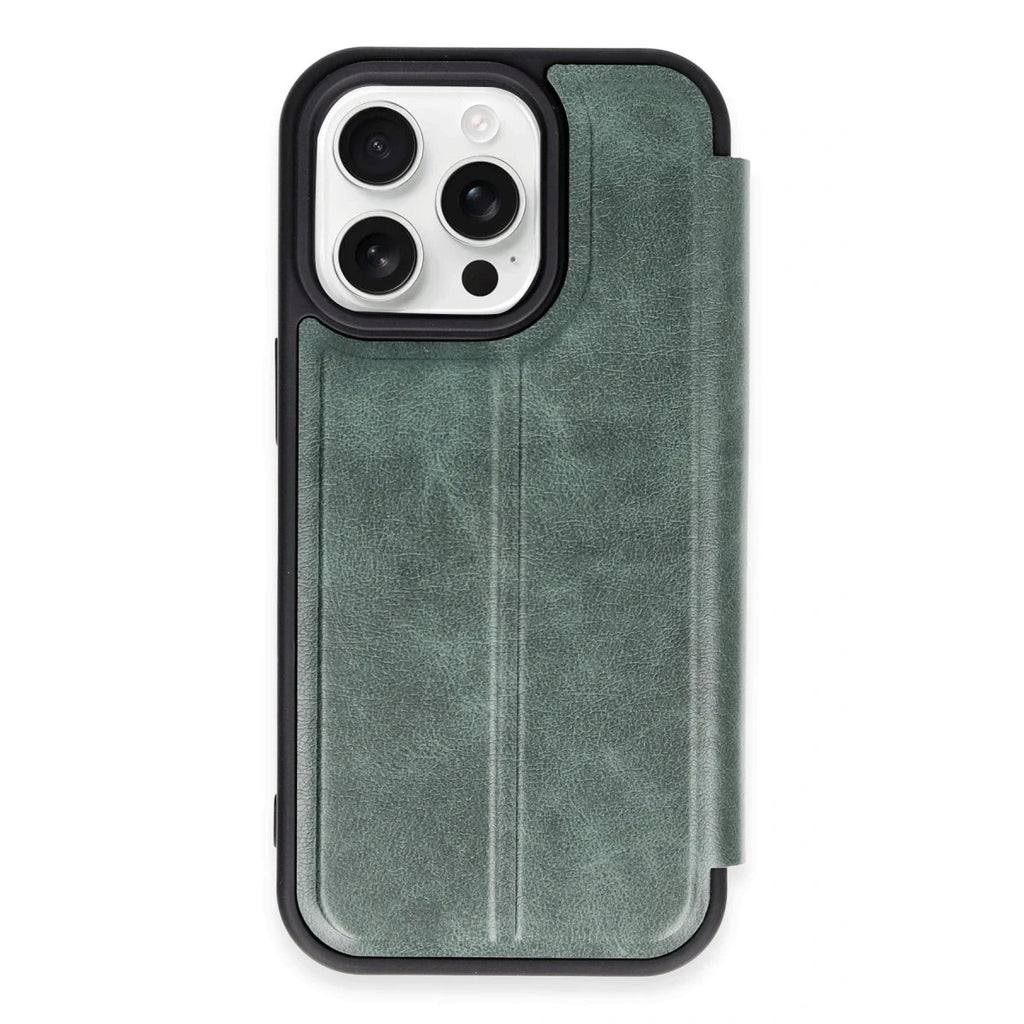 Mey İthalat® iPhone 14 Pro Max Kılıf Flip Cover - Koyu Yeşil