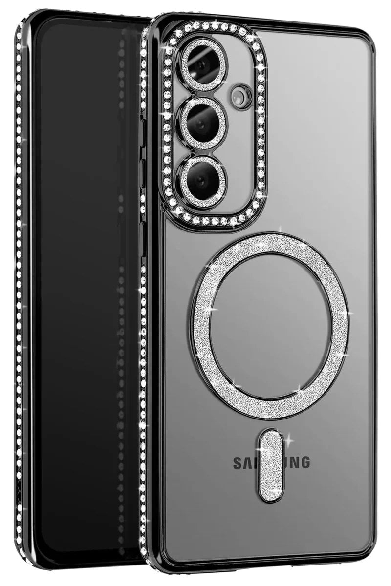 Mey İthalat® Samsung Galaxy A57 5G Joke Simli Magneticsafe Kılıf - Siyah